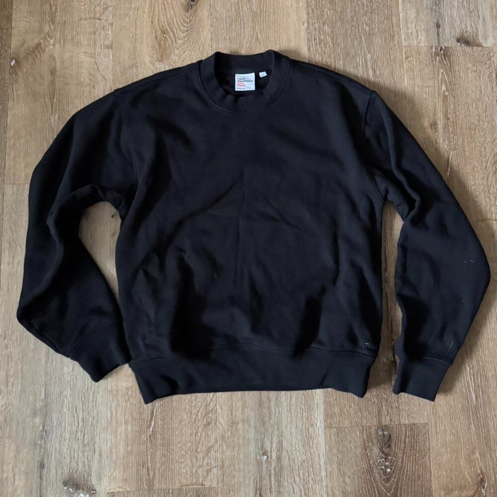 Aritzia TNA Sweatfleece Extra Fleece Perfect Fit Black Crewneck size XS